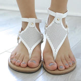 Women Plus Size PU Hollow-out Sandals Casual Zipper Shoes