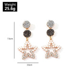 Fashion Long Pentagram Hollow-Out Diamond Earrings