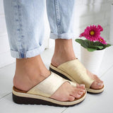 Women Chic Toe Ring Flat Heel Sandals Beach Shoes