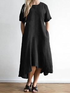 Cotton and Linen Casual Dress Long Skirt