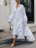 V-neck Long Casual Dress