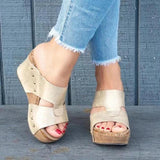 Women Shoes Platform Slippers Wedge Beach Peep Toe Sandals