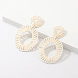 Oval Hand-Knitted Raffia Earrings