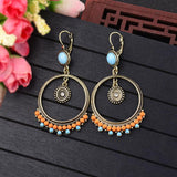 Bohemian Exotic Circle Bronze Distressed Earrings