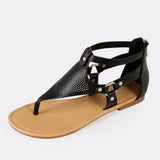 Women Plus Size PU Hollow-out Sandals Casual Zipper Shoes