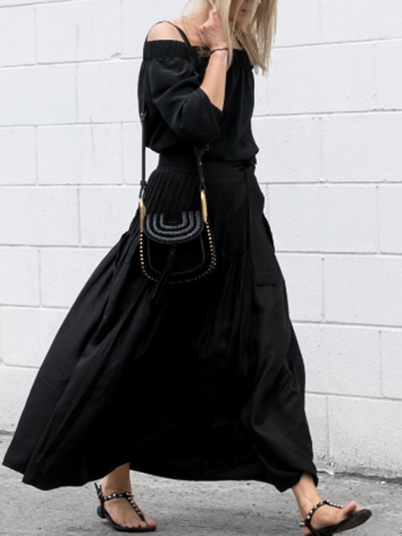 Off-the-shoulder Long Casual Dress