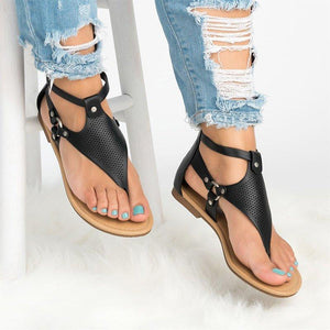 Women Plus Size PU Hollow-out Sandals Casual Zipper Shoes