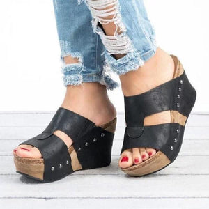 Women Shoes Platform Slippers Wedge Beach Peep Toe Sandals