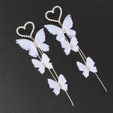 Heart Pearl Butterfly Earrings Long Earrings