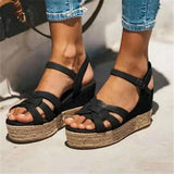 Women Chic Peep Toe Wedges Sandals Casual Espadrille Shoes