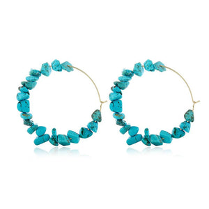 Turquoise Stone Circle Earrings