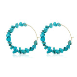 Turquoise Stone Circle Earrings