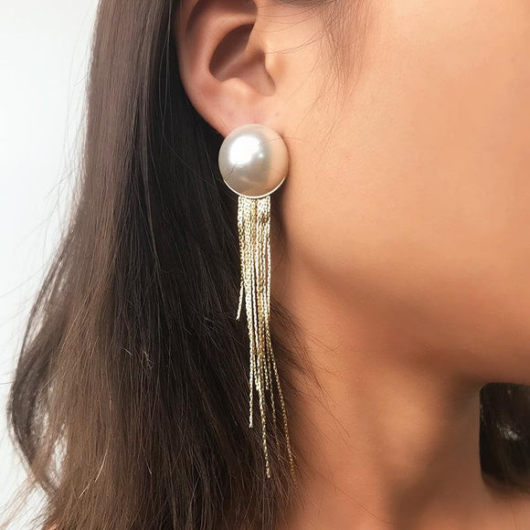 Creative & Fashion Pearl Alloy Tassel Earrings