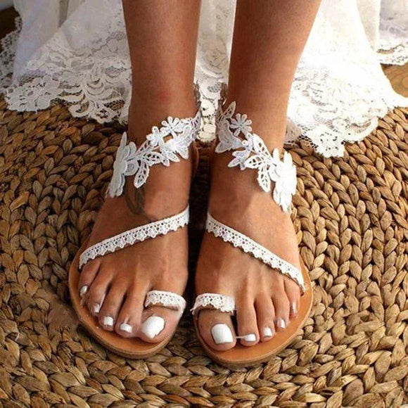 Women Plus Size Shoes Handmade Vintage Lace Sandals