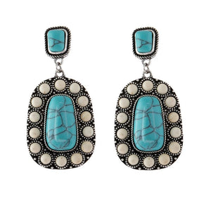 Retro Fashion Silver Turquoise Earrings