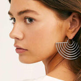 Silver Hollow Semicircle Fashion Earrings