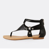 Women Plus Size PU Hollow-out Sandals Casual Zipper Shoes