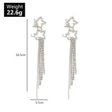 Fashion Long Pentagram Hollow-Out Diamond Earrings