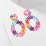 Oval Hand-Knitted Raffia Earrings