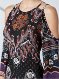 Ethnic Pattern Printed Off-shoulder Casual Dress