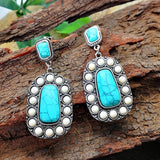 Retro Fashion Silver Turquoise Earrings