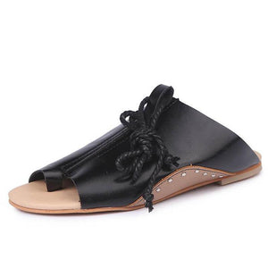 Women Chic Flat Heel Gladiator Sandals Flip Flops Lace Up Shoes