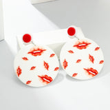 Lip Print Acrylic Round Earrings