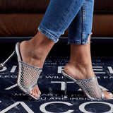 Fashion Sandals Rhinestones Slippers Stiletto Heel Women's Shoes