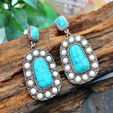 Retro Fashion Silver Turquoise Earrings