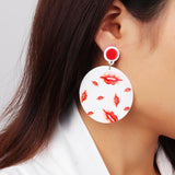 Lip Print Acrylic Round Earrings