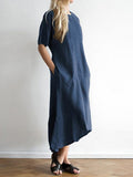 Cotton and Linen Casual Dress Long Skirt