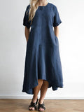 Cotton and Linen Casual Dress Long Skirt