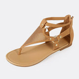 Women Plus Size PU Hollow-out Sandals Casual Zipper Shoes