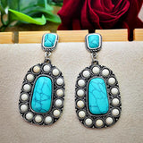 Retro Fashion Silver Turquoise Earrings