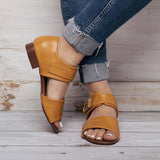 Women Casual Peep Toe Flat Heel Sandals Shoes