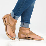 Women Plus Size PU Hollow-out Sandals Casual Zipper Shoes