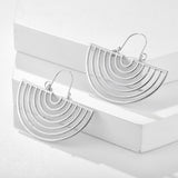 Silver Hollow Semicircle Fashion Earrings