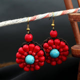 Bohemian Flower Shaped Turquoise Earrings