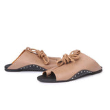 Women Chic Flat Heel Gladiator Sandals Flip Flops Lace Up Shoes