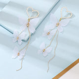 Heart Pearl Butterfly Earrings Long Earrings