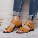 Women Casual Peep Toe Flat Heel Sandals Shoes