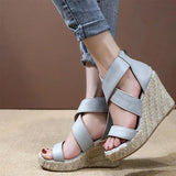 Women Peep Toe Wedge Sandals Buckle Espadrille Shoes