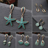 Starfish Shell Alloy Fun Earrings