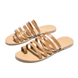 Women Holiday Beach Slip On Sandals Toe Ring Flat Shoes