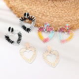 Chic Heart Raffia Earrings Holiday Earrings