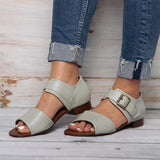 Women Casual Peep Toe Flat Heel Sandals Shoes