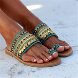 Women Vintage Ethnic Flat Bohemian Sandals Shoes