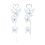 Heart Pearl Butterfly Earrings Long Earrings