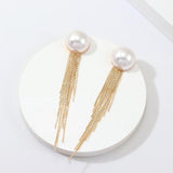 Creative & Fashion Pearl Alloy Tassel Earrings