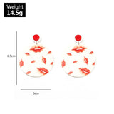 Lip Print Acrylic Round Earrings